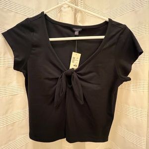 Black crop top with front knot